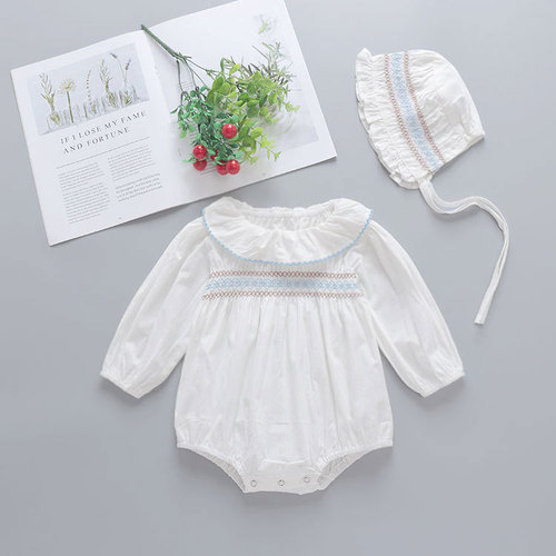 Korean version of ins autumn baby girl lotus leaf collar 0-3 years old long-sleeved triangle harem top with hood two-piece set