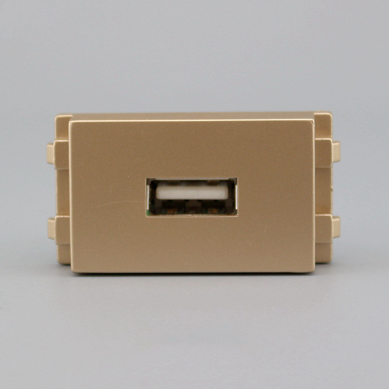 香槟色128型USB免焊接线插座模块 香槟金2.0USB数据接口专用插座