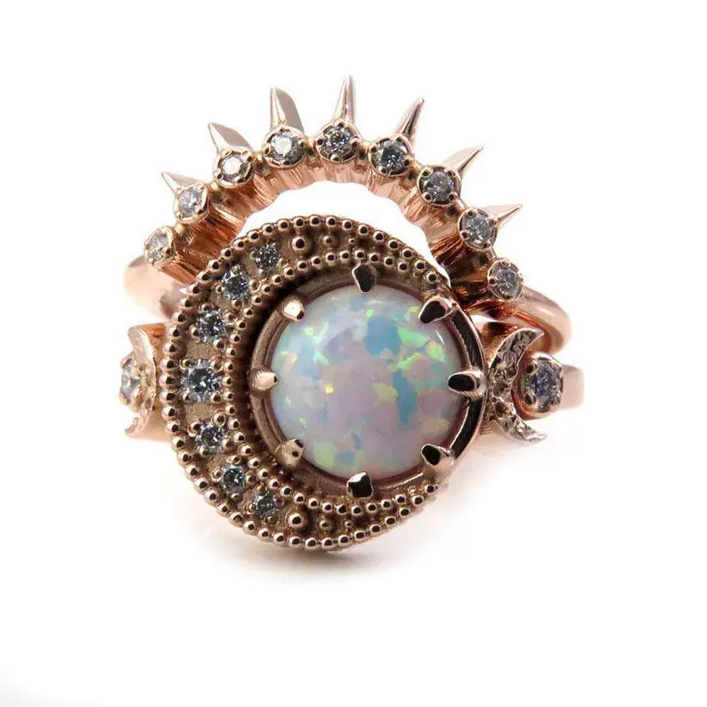 Metal ring, golden stone inlay for beloved, accessory, (Cross-border trading), European style, pink gold