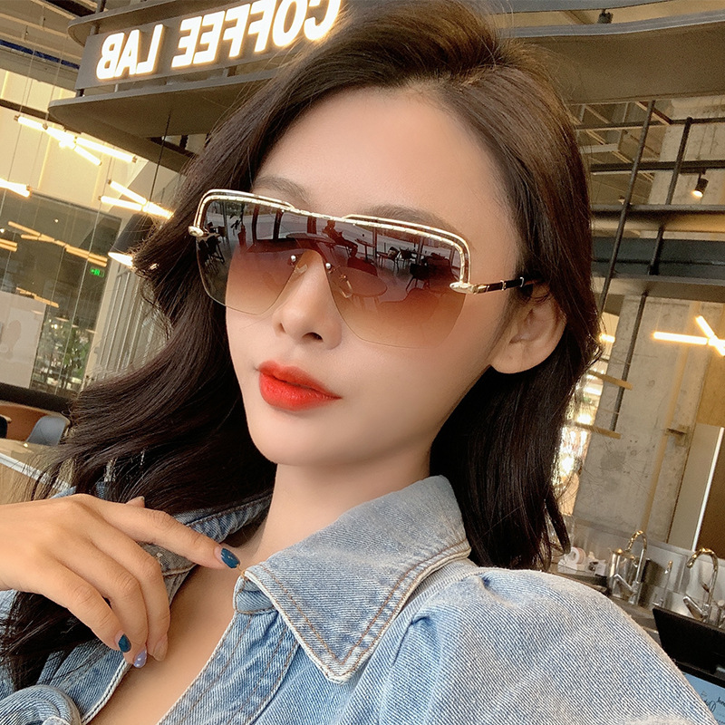 Fashion Half-frame One-piece Sunglasses display picture 20