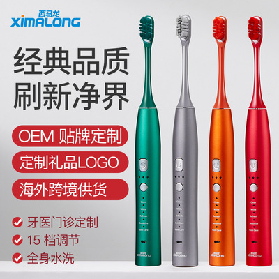 厂家2021新款金属智能充电电动牙刷成人一件代发