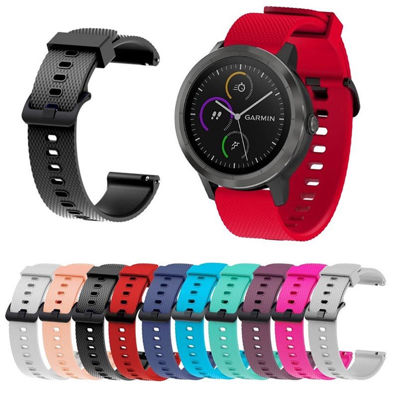 for Jiaming vivoactive3/Forerunner 245/vivomove hr silicone black buckle strap