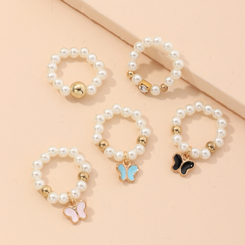 Cute Butterfly Pearl Pendant Children's Ring display picture 5