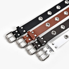 New fashionable minimalist belt with hollow decoration gas eye strap, punk style needle buckle belt for women, factory wholesale