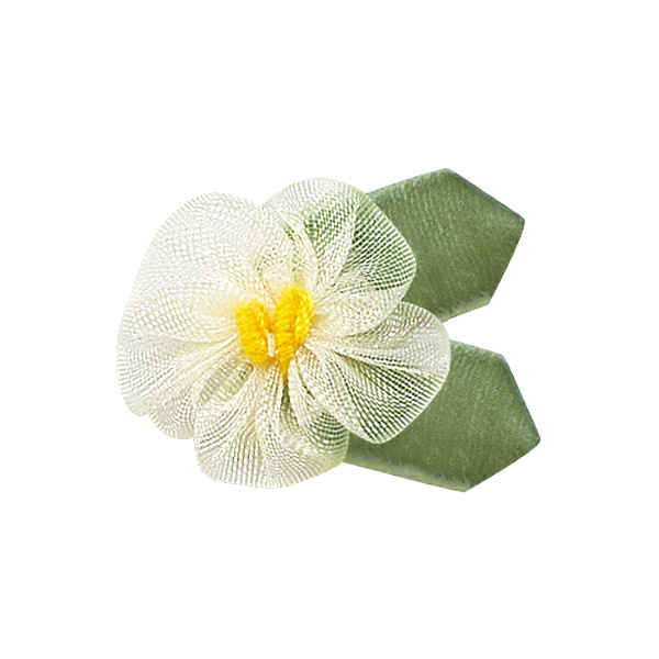 En stock poliéster cinta pequeña flor 3,2 cm amplia Ropa Accesorios DIY material de producción con hojas Cinta pequeña flor