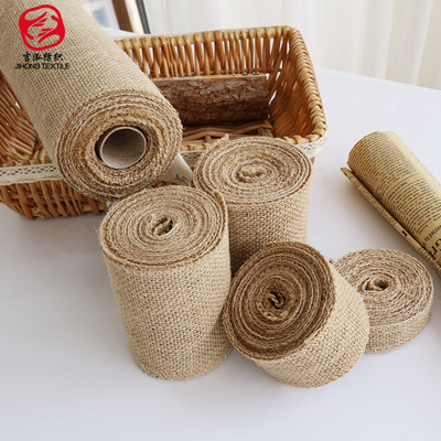 麻布卷黄麻布条麻织带复古手工黄麻布料 圣诞装饰粗麻捆绑布卷|ms