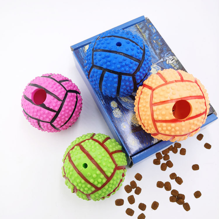 Amazon PET TPR rompecabezas de baloncesto Dispositivo de fuga de alimentos molares resistentes a mordidas perro de juguete de goma Bola de fuga de alimentos para mascotas