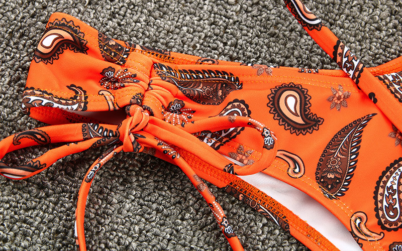 Two-piece bikini laid flat to show design