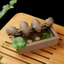 宜興紫砂茶寵擺件小豬槽廠家批發定制工藝品手工禮品茶盤茶具雕塑