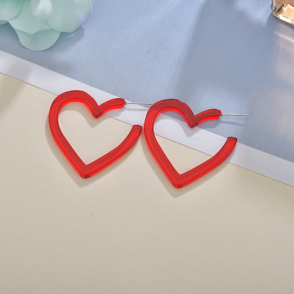 Hot Sale Fashion Love Acrylic Star Geometric Earrings Peach Heart Earrings Wholesale Nihaojewelry display picture 6
