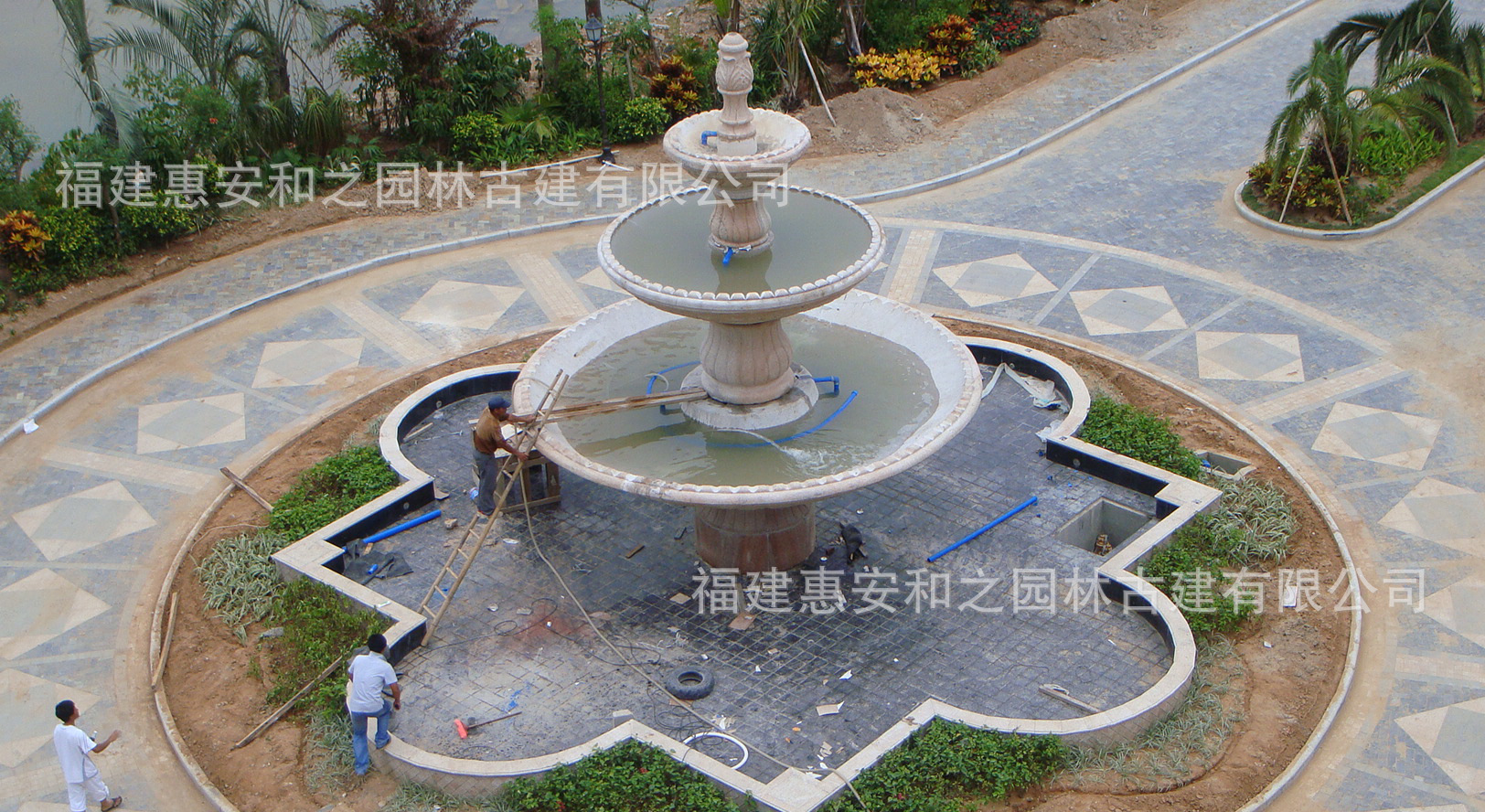 惠安厂家雕刻室外黄锈石双层喷泉 装饰景观水景 适合广场小区摆放-阿里巴巴