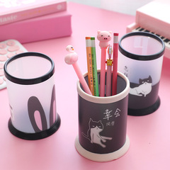 Creative Cartoon DIY Pen Holder Student Transparent Frosted Office Supply Storage Bucket Multifunctional Pen Box
