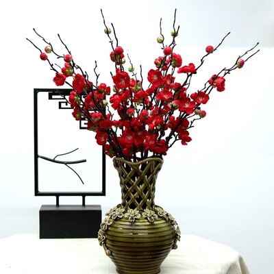 厂家批发仿真腊梅花8头假花新中式花艺家居装饰花艺假花仿真梅花