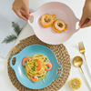 Double -ear plate Creative ceramic plate Baked rice plate Italian noodle dish, home microwave oven, beautiful photo
