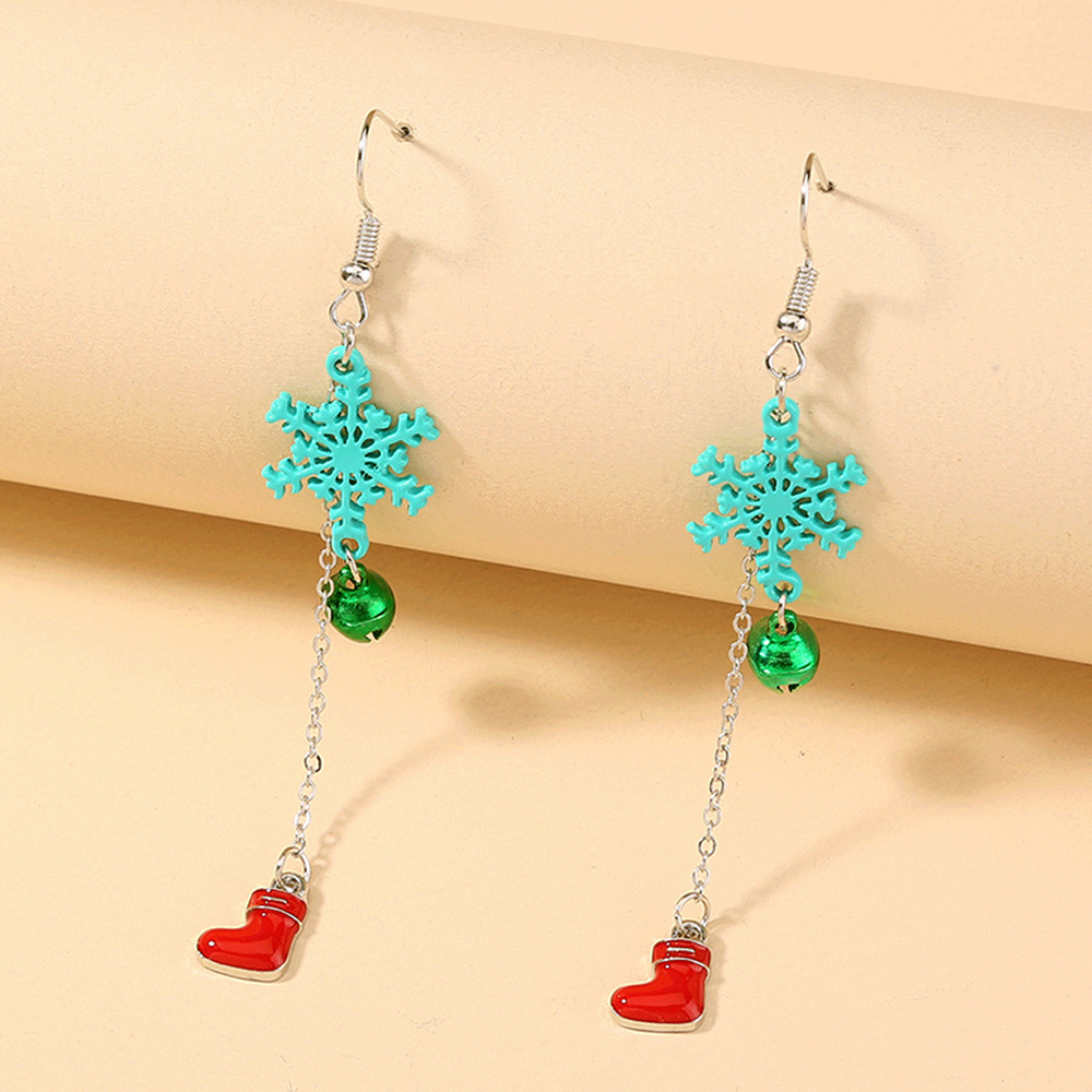 Christmas Series Snowflake Bell Stocking Long Tassel Earrings display picture 3