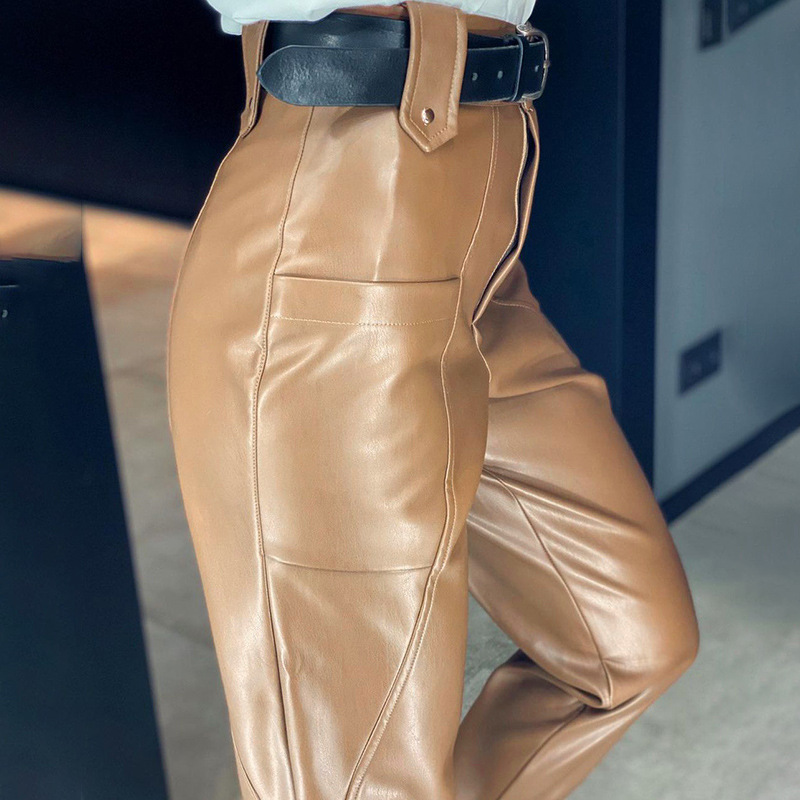 autumn and winter fashion high waist leather pants  NSXE25450