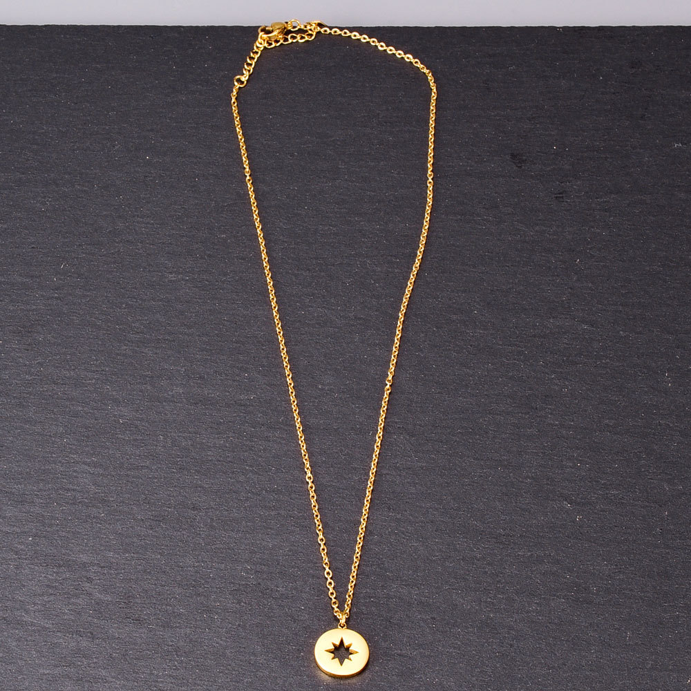 Wholesale Bijoux Creux Neptune Étoile Boussole Pendentif Titane Acier Collier Nihaojewelry display picture 4