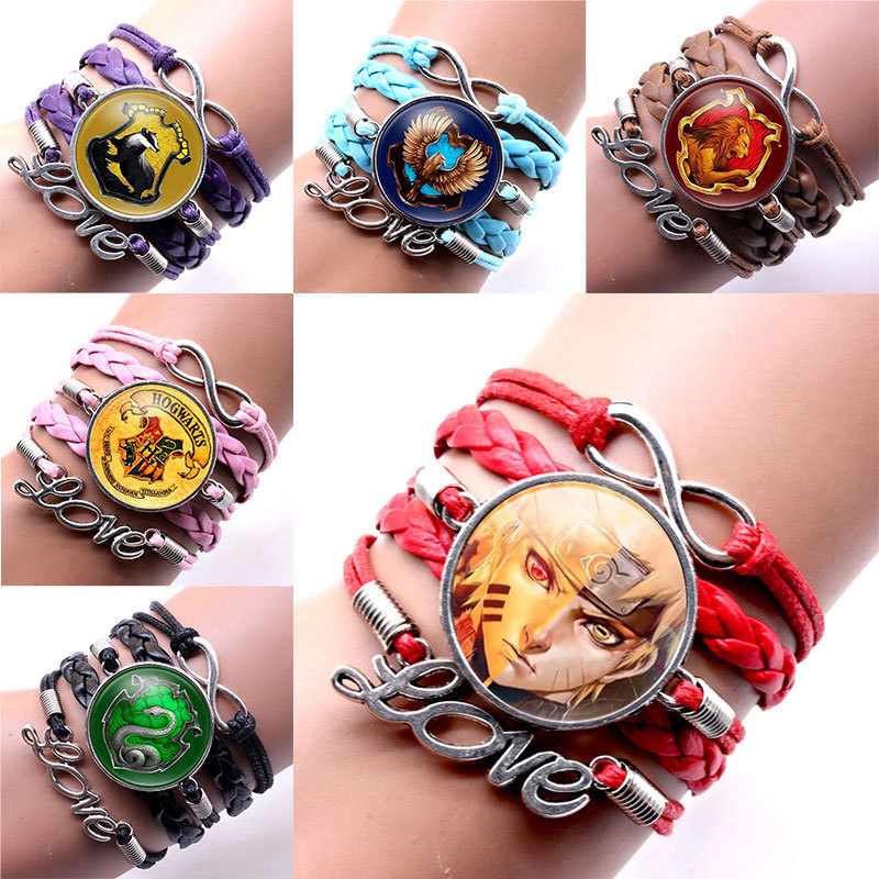 Naruto Huoying Five Family Time Gem Bracelet Multi-layer Woven Multicolor Leather Bracelet Bracelet Bracelet Wholesale