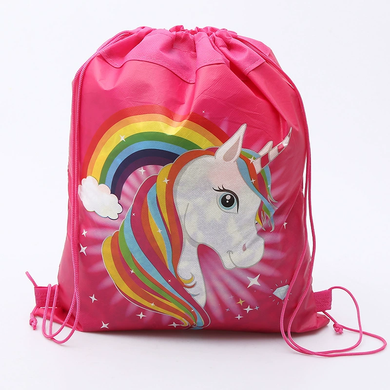 Drawstring Backpack Cartoon Storage Bag, Non-woven Double-Sided Pocket, 34×27 cm