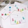 925 silver needle three pairs of kawaii candy -colored animals Mikou one card one -to -earring children