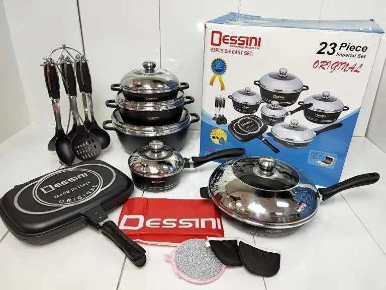工厂直销Dessini 品牌23件套不粘锅套装铝锅套装大理石压铸锅套装