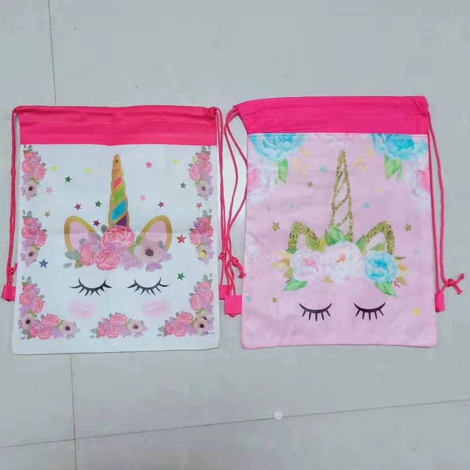 Drawstring Backpack Cartoon Storage Bag, Non-woven Double-Sided Pocket, 34×27 cm