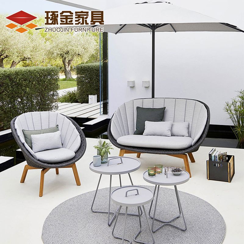 Nordic outdoor leisure wicker sofa balcony hotel courtyard villa open-air terrace furniture set teak