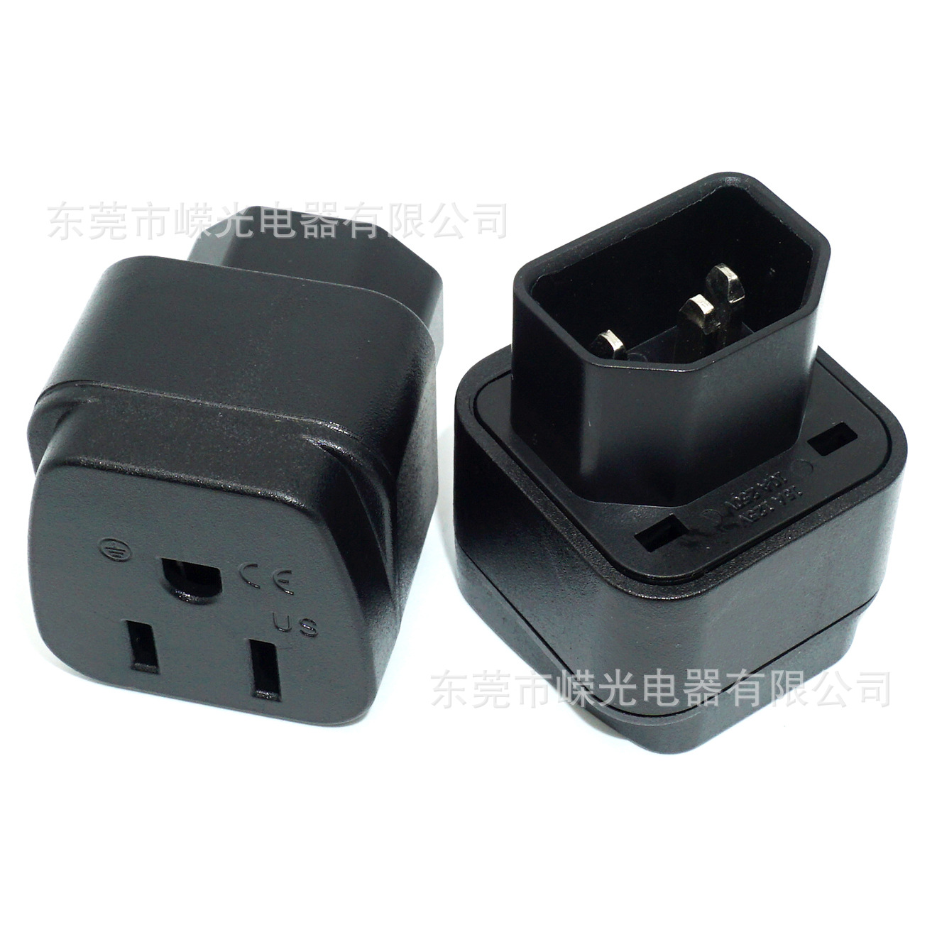 US-320电脑品字尾转换插头C14(10A)转10A多用孔插座IEC插头转美标