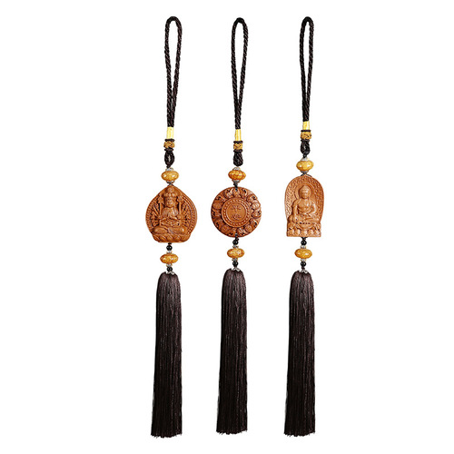 Ji Xiang Ru Yi Travel Talisman Car Ornament Wooden Carving Craftsmanship Male and Female Car Pendant Decorative Hanger
