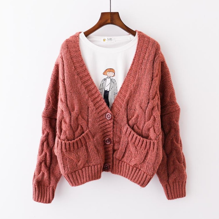 2023 estilo coreano prendas de punto de las mujeres cardigan corto de lana gruesa ropa de mujer de primavera y otoño estudiantes sueltos suéter abrigo mujeres image 5