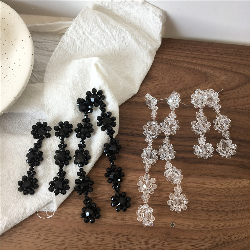 10g Weight Drop Earrings Classification 1 Pair Quantity 1 Pair Novelty Flower Beaded Plating Artificial Crystal Metal Drop Earrings