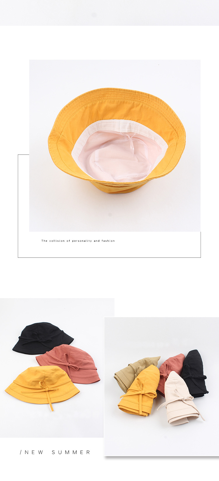 Hat Summer Line Small Edge Basin Hat Literary And Leisure Bowknot Wild Korean Fashion Sun Hat Solid Color Fisherman Hat Wholesale Nihaojewelry display picture 4