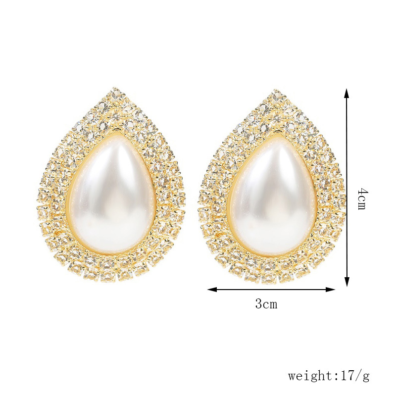 Geometric Drop Pearl Rhinestone Earrings New Trend Crystal Earrings Wholesale Nihaojewelry display picture 1