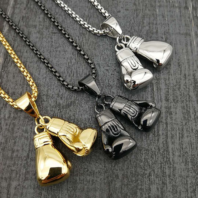 Boxing Gloves Pattern Hip-hop Boxing Gloves Titanium Steel Necklace 1 Piece