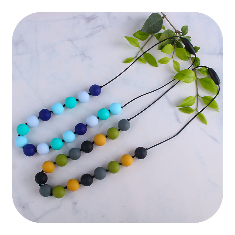 Comercio exterior Amazon collar nuevo bebé molar silicona mordedor collar masticable colgante mordedura gel mordedor palo