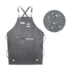 理髮師男女圍裙客訂印logo奶茶花店咖啡色餐廳廚房加厚帆布工作服