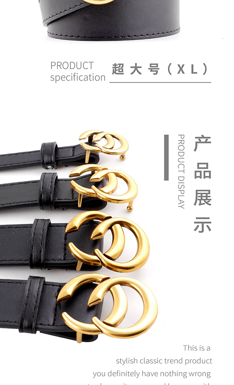 Hot Sale New Simple  Retro Double C Couple Models Black Belt Men And Women Fashion Decoration Casual Jeans Belt Nihaojewelry Wholesale display picture 6