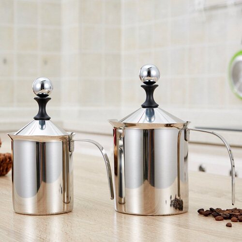 Niannianshun Japanese milk frother 400cc cappuccino Japanese double filter manual milk frother coffee supplies