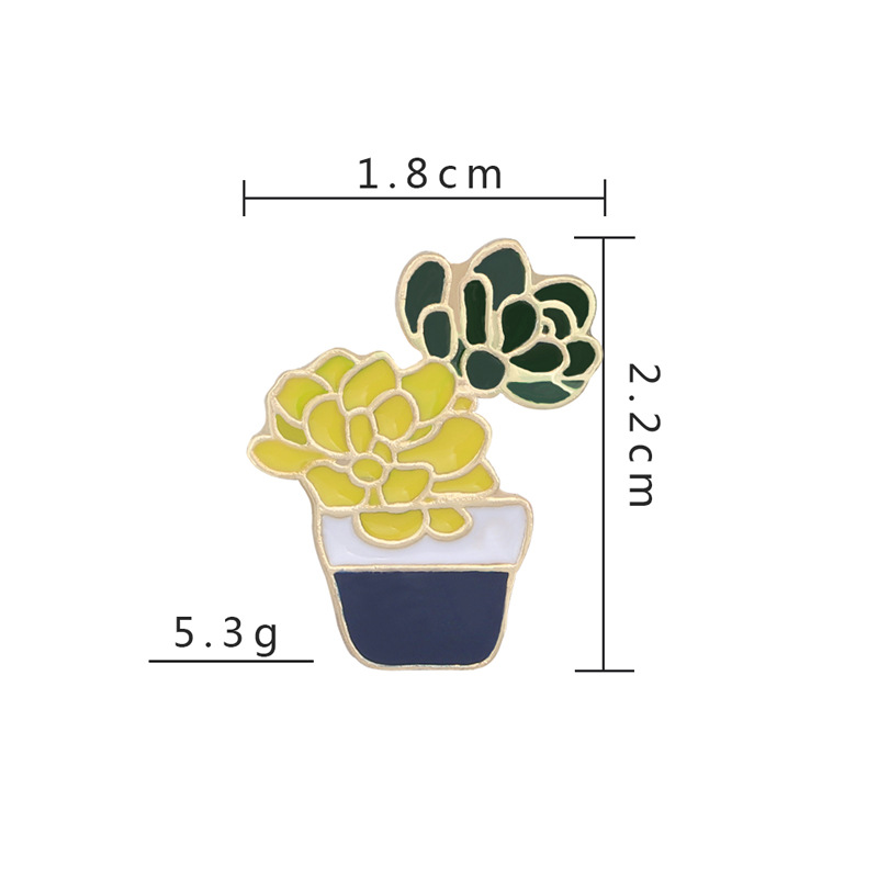 Creative Cartoon Plant Green Rose Cactus Flower Pot Dripping Alloy Brooch display picture 5