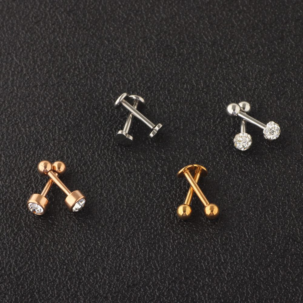 16G labret stud size and finish detail