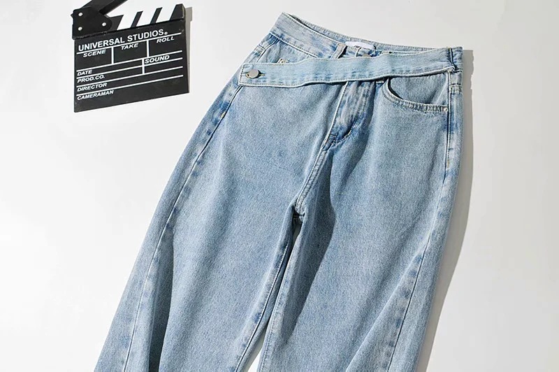 Regular Fit Fit Type Women's Daily Streetwear Solid Color Full Length Washed Jeans Wide Leg Pants