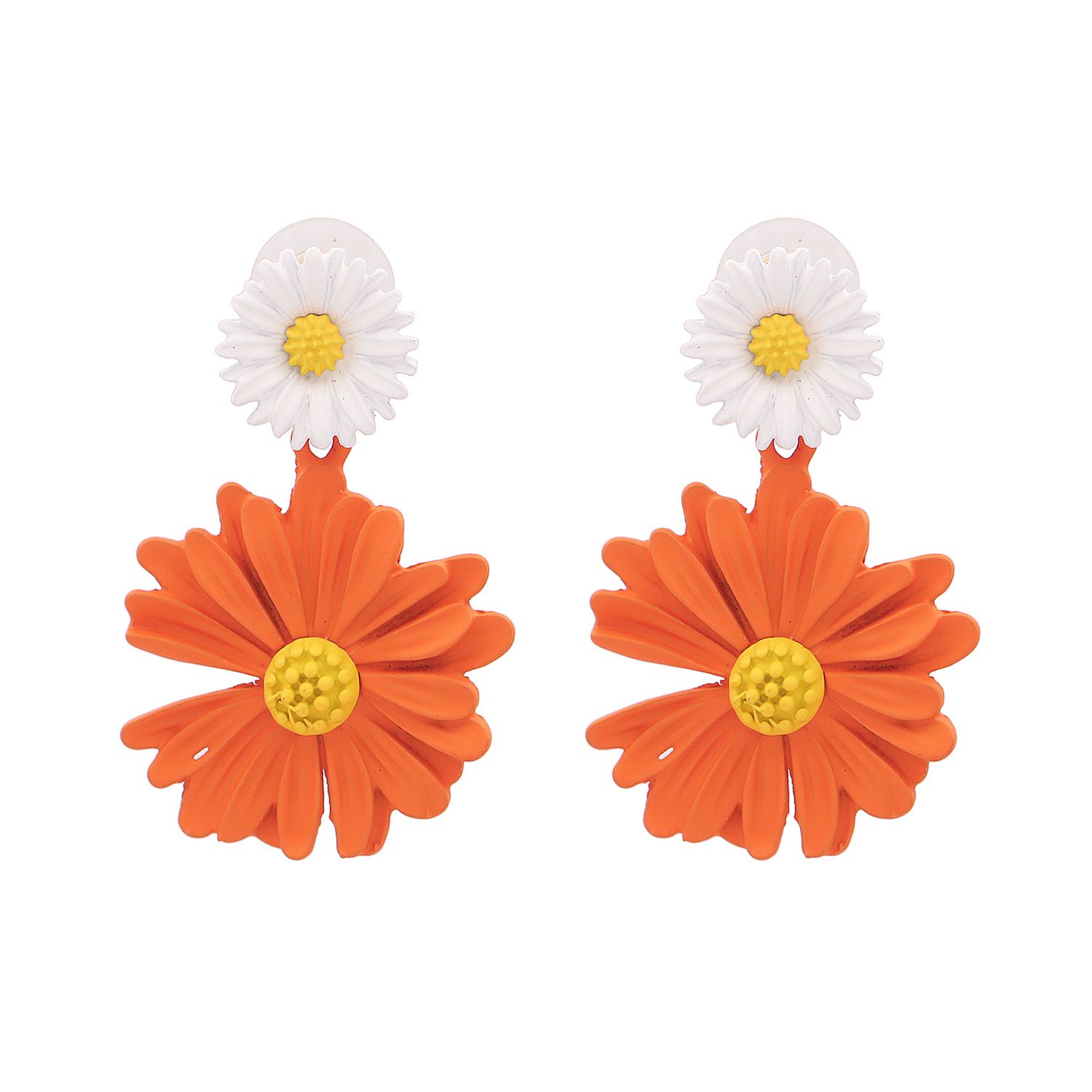 Korean Fashion Spray Paint Chrysanthemum Earrings Nihaojewelry Wholesale display picture 7