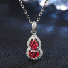 Fashionable ruby pendant, zirconium, earrings