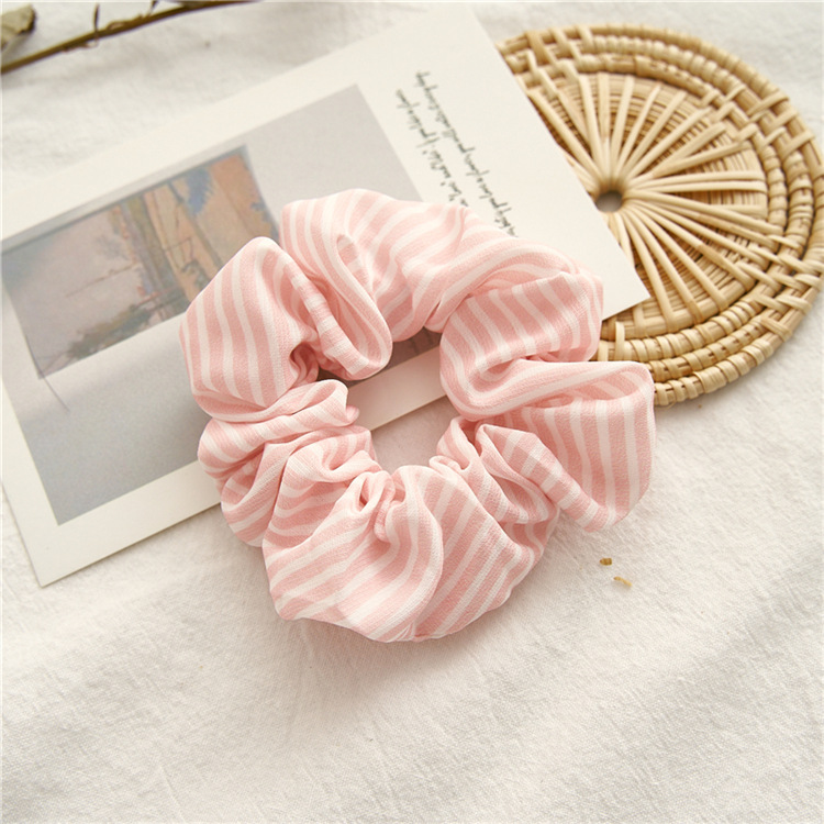 New Fashion Pink Polka Dot Striped Hair Scrunchies display picture 4