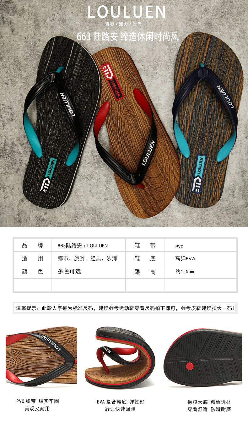 Lu 'an men's flip-flops wholesale summer beach anti-slip outdoor flip-flops Men's trendy rubber cool slippers Application Scenario