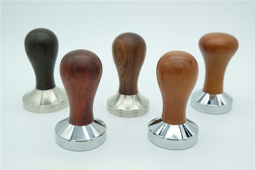 Stainless steel coffee press, wooden handle press hammer, coffee machine handle powder dispenser, coffee accessories wholesale