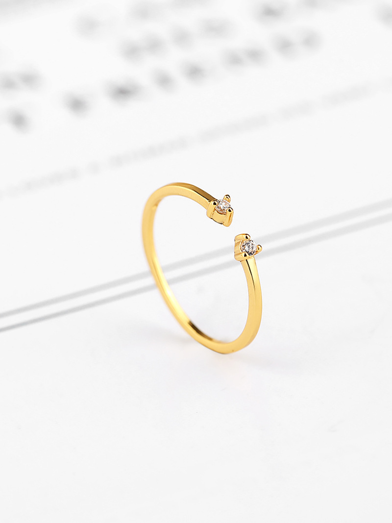 3g Weight Zircon Inlay Material 925 Sterling Silver Zircon Round Open Ring