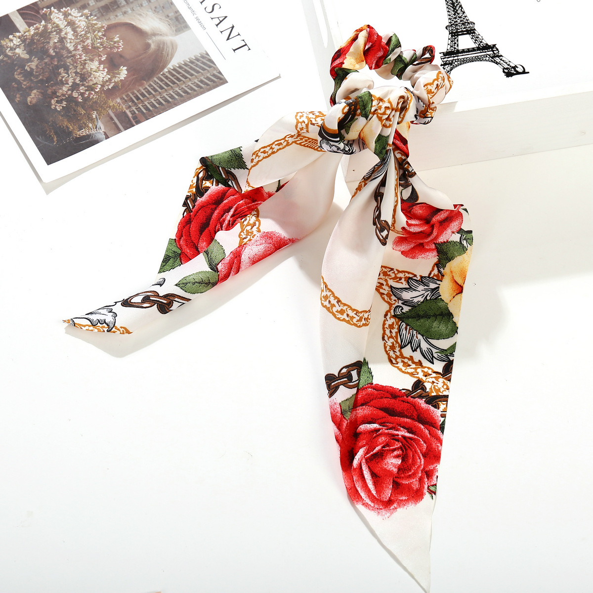 Retro Flower Bow Knot Cotton Hair Tie 1 Piece display picture 5