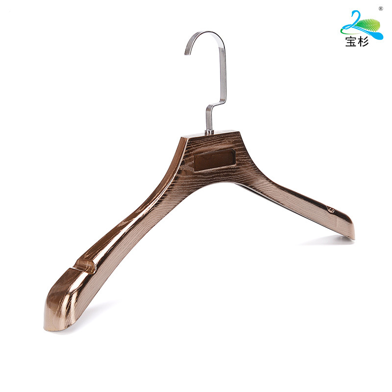 高档女士服装店电镀多色衣架扁勾塑料电镀衣架皮草旗袍衣服架展示|ms