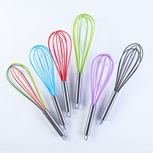 8-inch, 10-inch, 12-inch silicone egg beater, household egg mixer, kitchen gadget, milk frother, baking tool